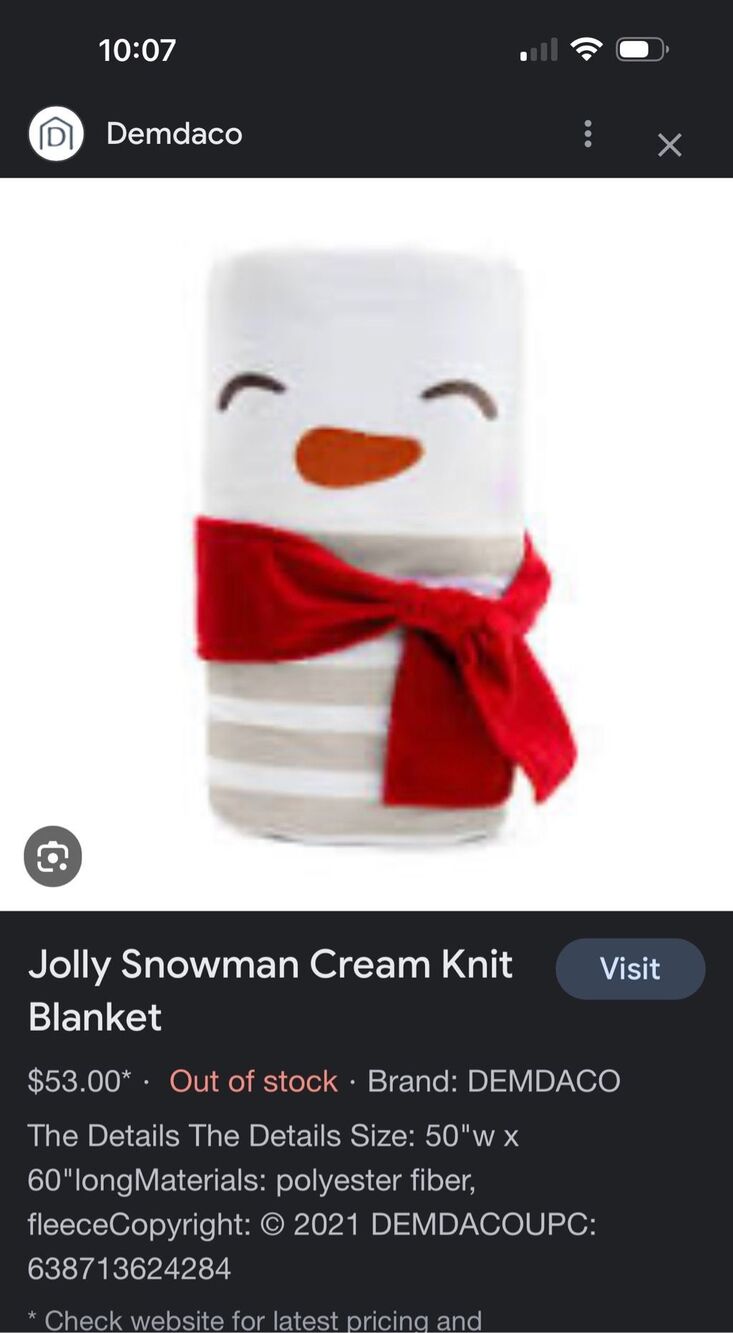 Demdaco Jolly Snowman Sherpa Christmas holiday Throw winter NWT 50 x 60 - Picture 6 of 6